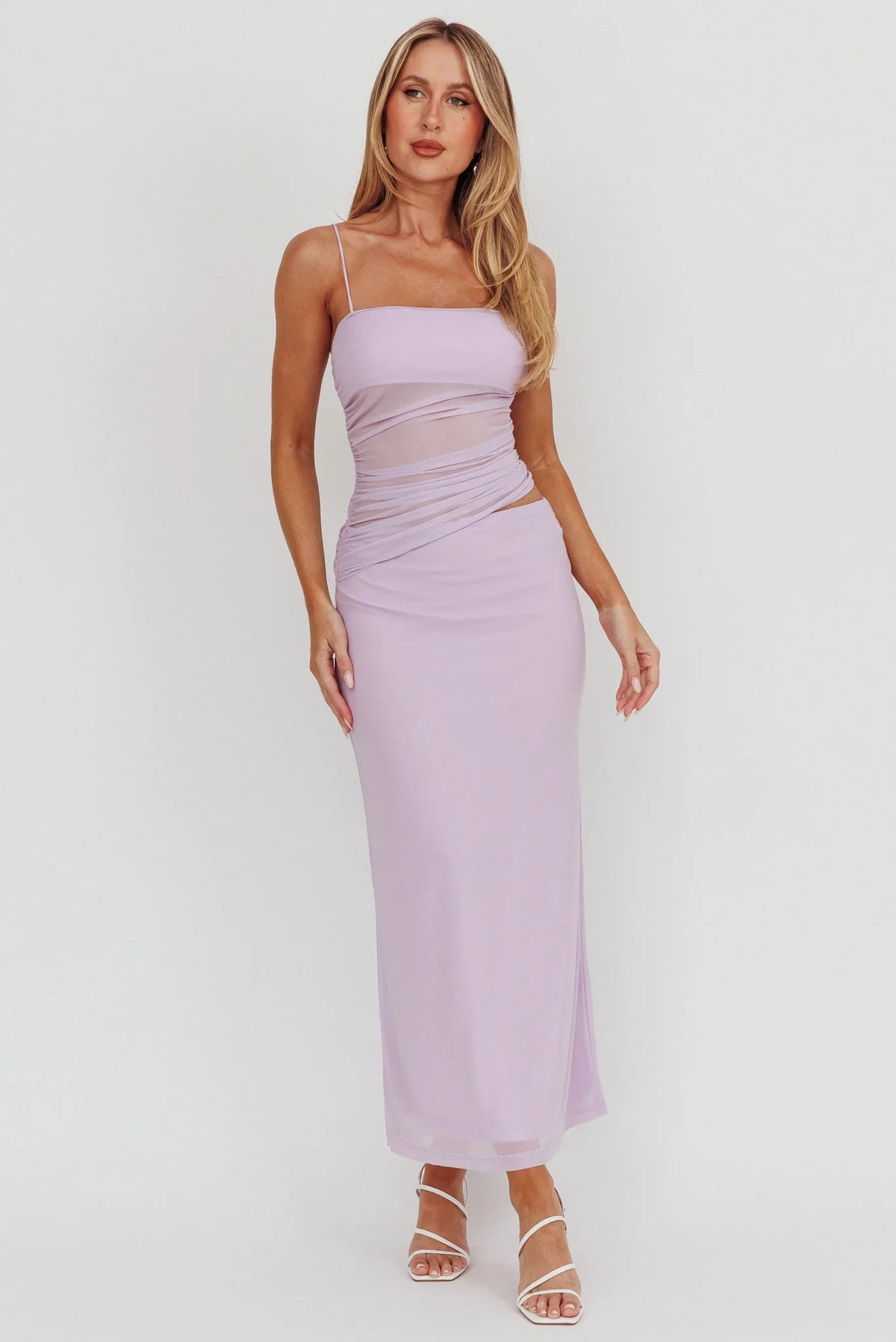 Lorely Gathered Bodice Maxi Dress Lilac