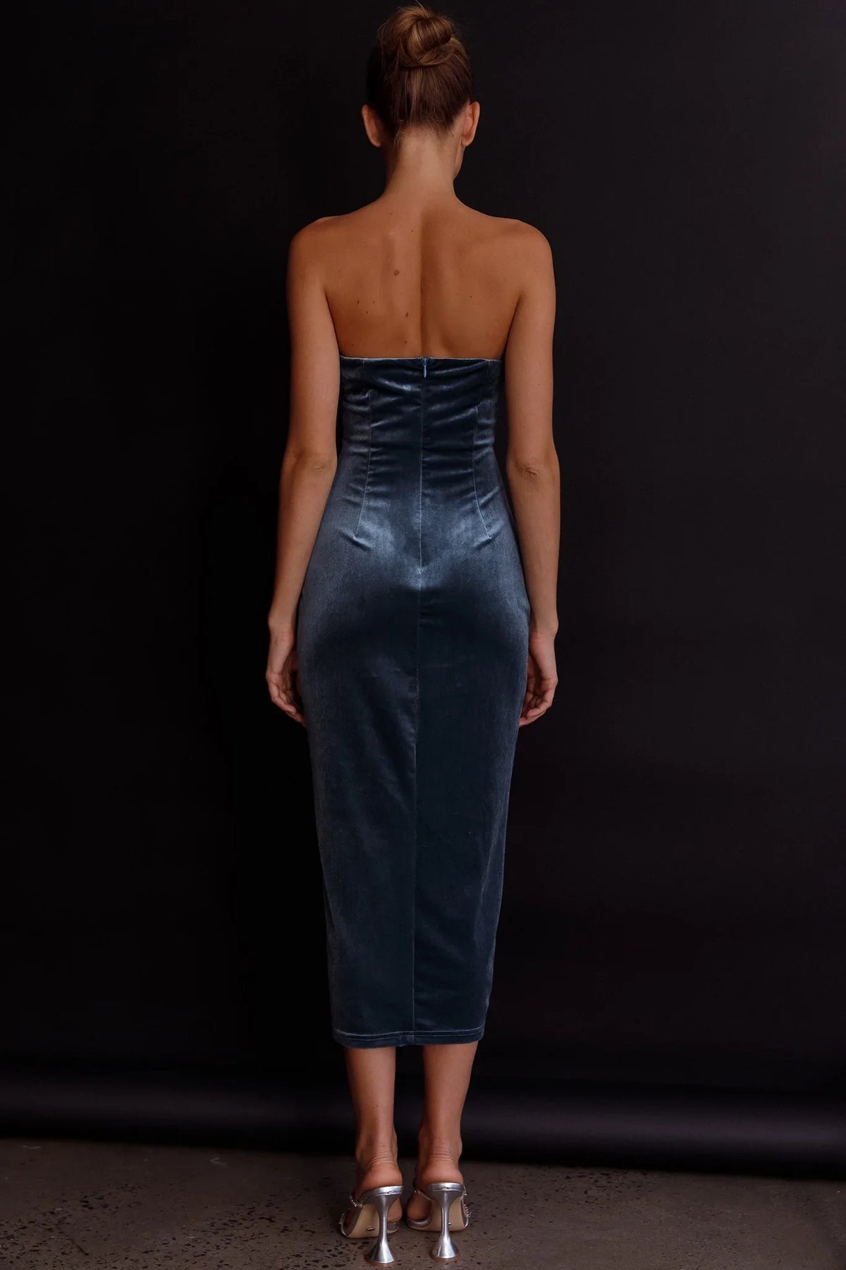 Must Be Fate Velvet Midi Dress Blue
