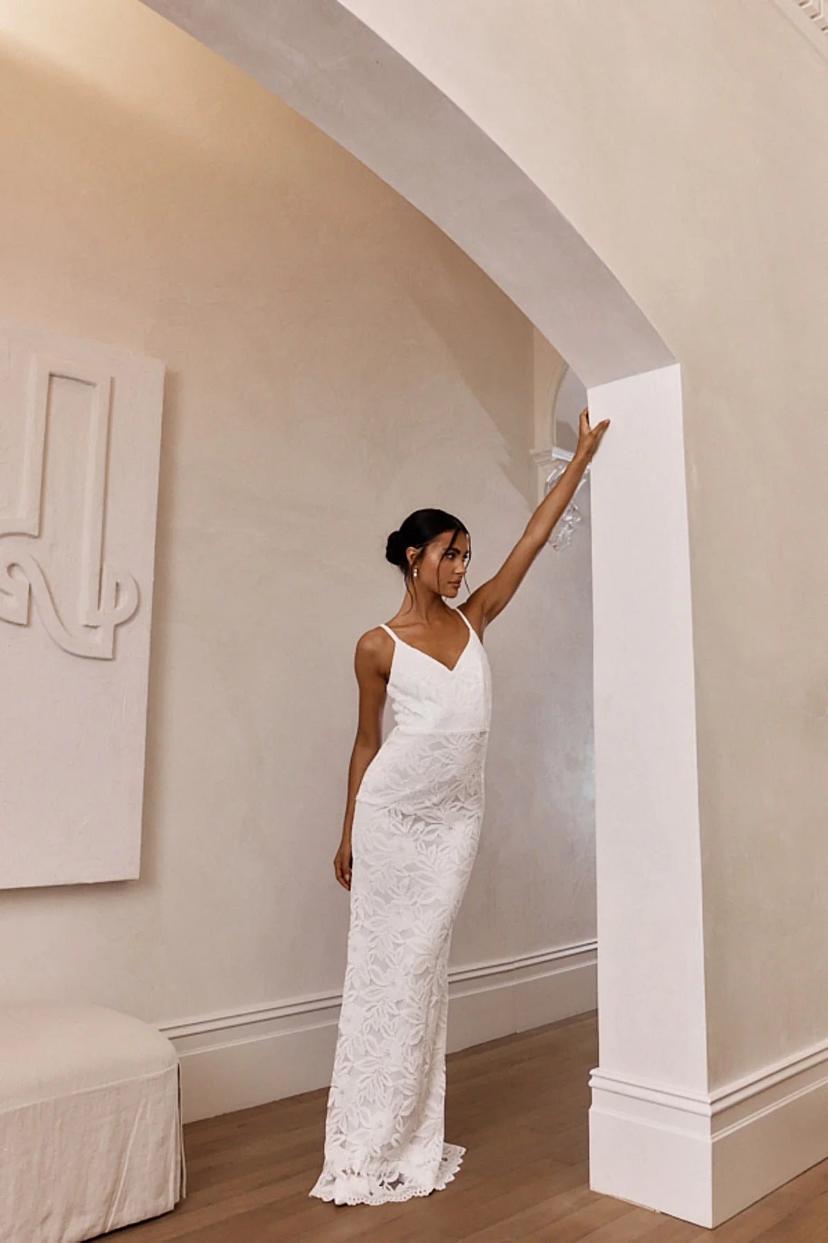 Honey Blossom Keyhole Back Lace Maxi Dress White