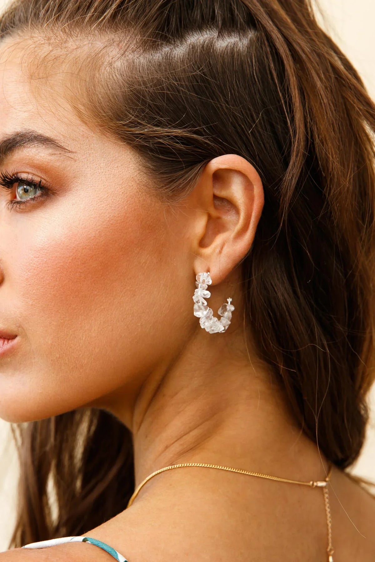 Jasmine Raw Cut Earrings Clear