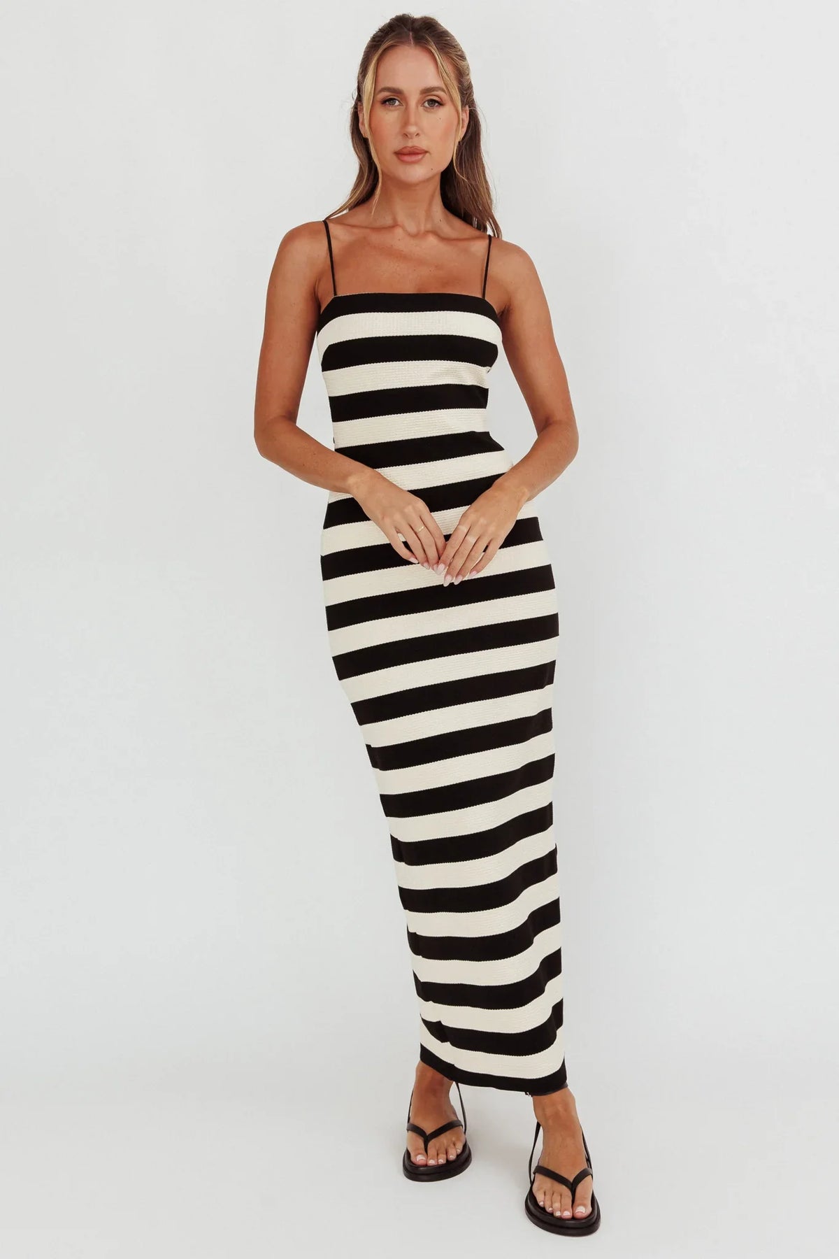 Gracey Cami Strap Maxi Dress Stripe Black
