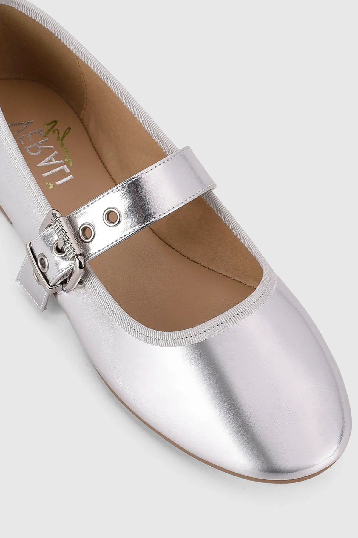 VERALi Banks Buckled Mary-Jane Flats Silver