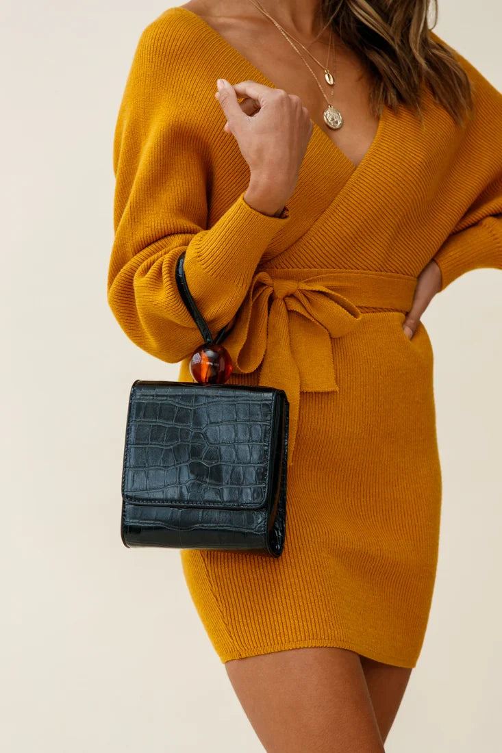 Audrey Wrist Strap Bead Purse Black