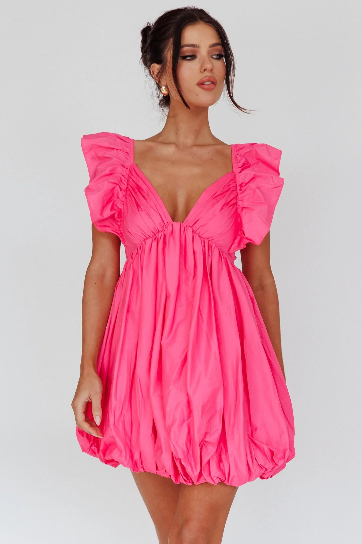 Horoscope Bubble Hem Mini Dress Pink