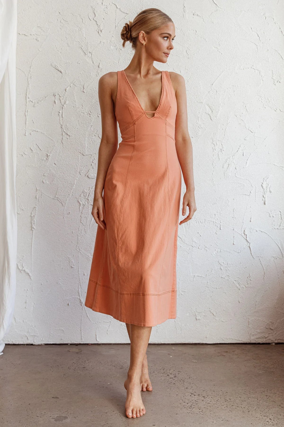 Elias Decorative Stitch Midi Dress Mango