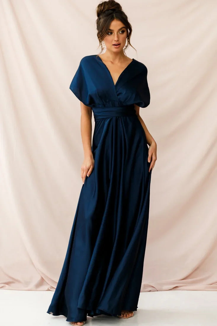 Ariana Multiway Mid Sleeve Maxi Dress Navy