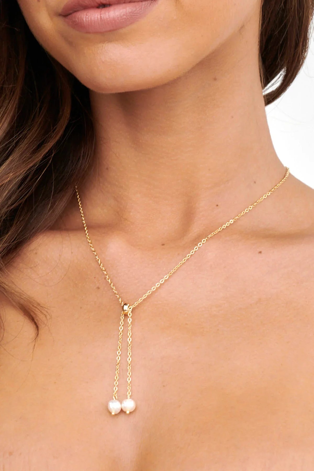 Esme Pearl Drop Necklace Gold