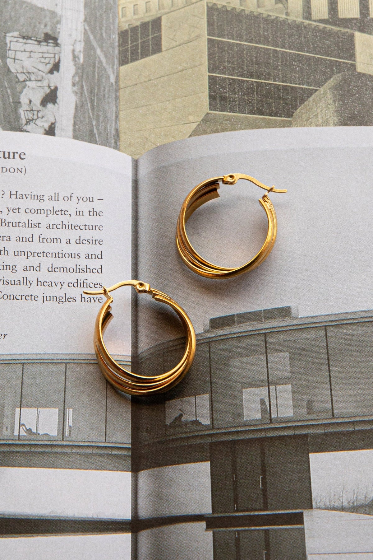 Mona Triple Hoop Earrings Gold