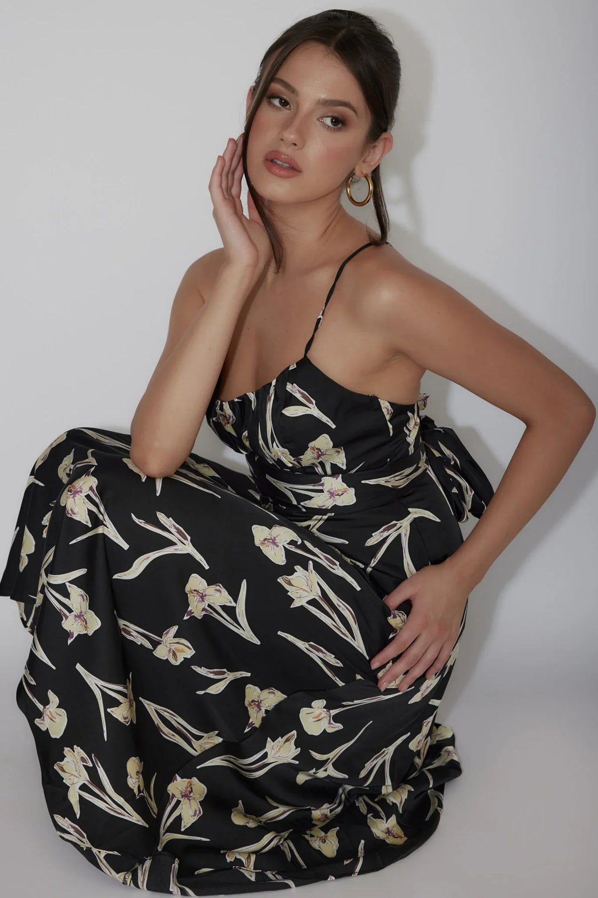 Linka Cami Strap Midi Dress Orchid Black