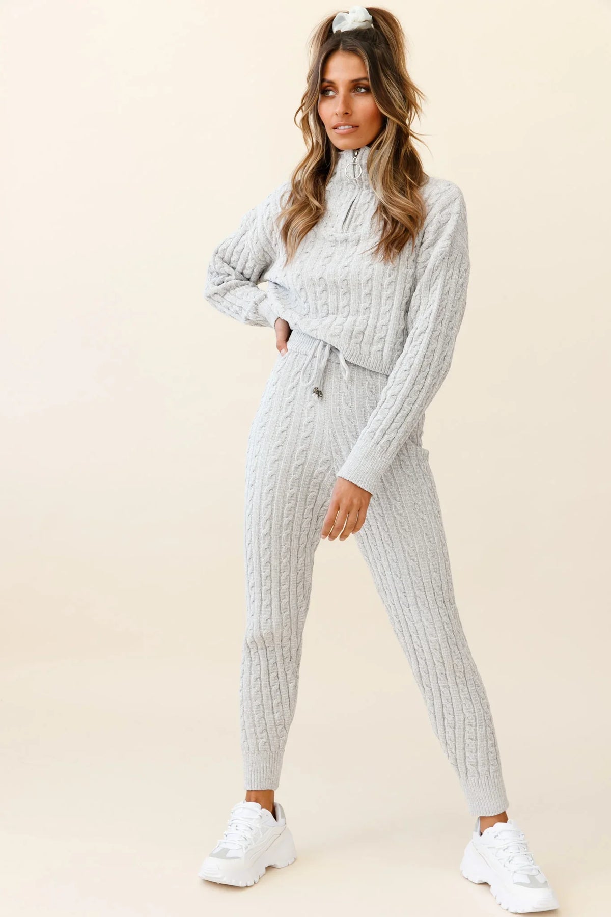 Breckenridge Long Cable Knit Pants Grey