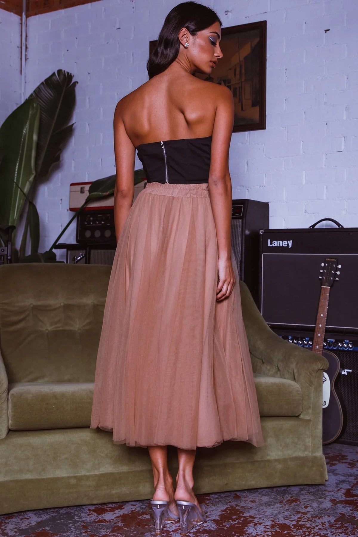 Think Twice Strapless Twist Top Black