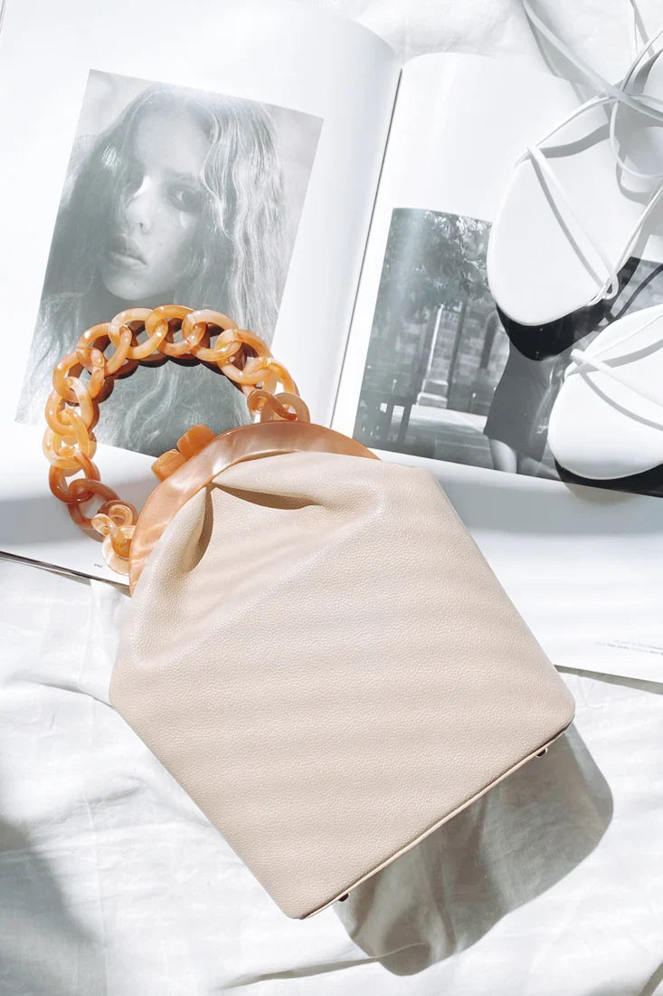 Kerrie Kiss-Lock Box Bag Beige