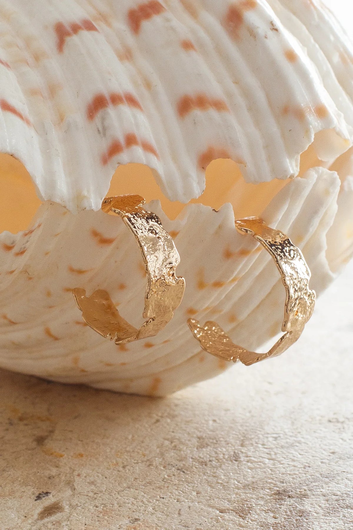 Sarissa Textured Half Hoop Earrings Gold
