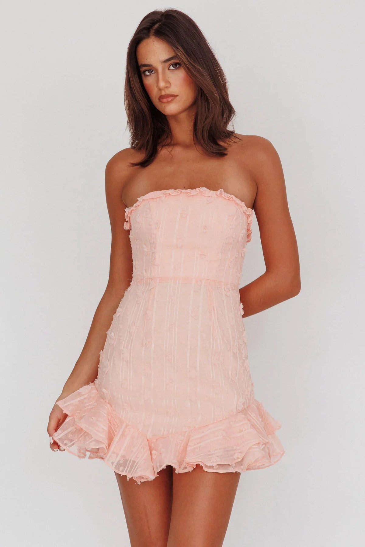 Cece Embellished Bandeau Dress Blush