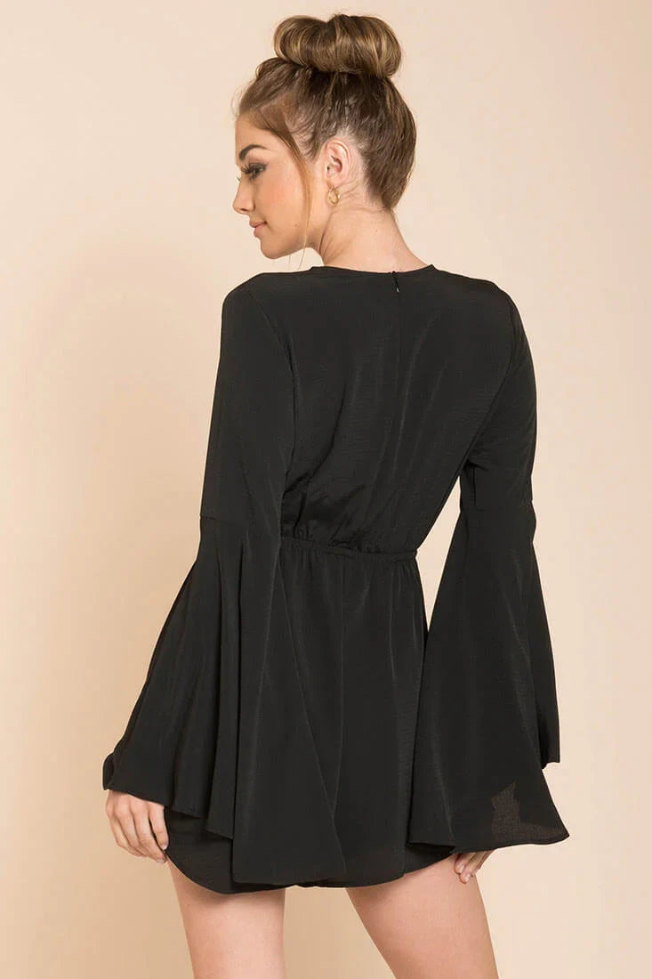 Lailani Bell Sleeve Romper Black