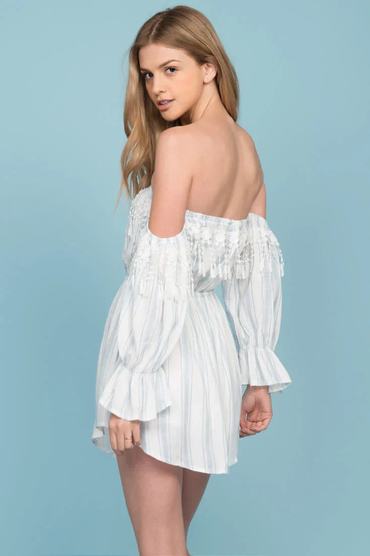 Milan Bell Sleeve Dress Blue