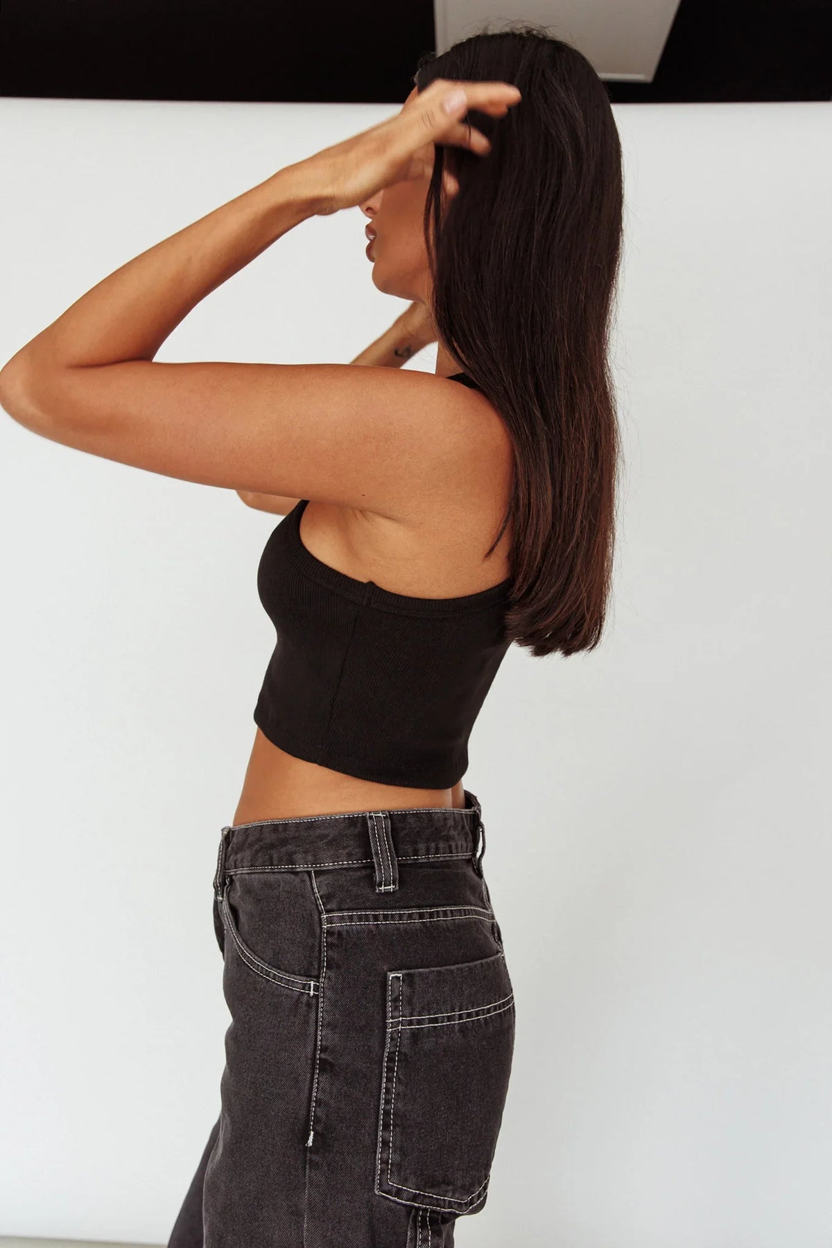 Bryn Racerback Crop Top Black