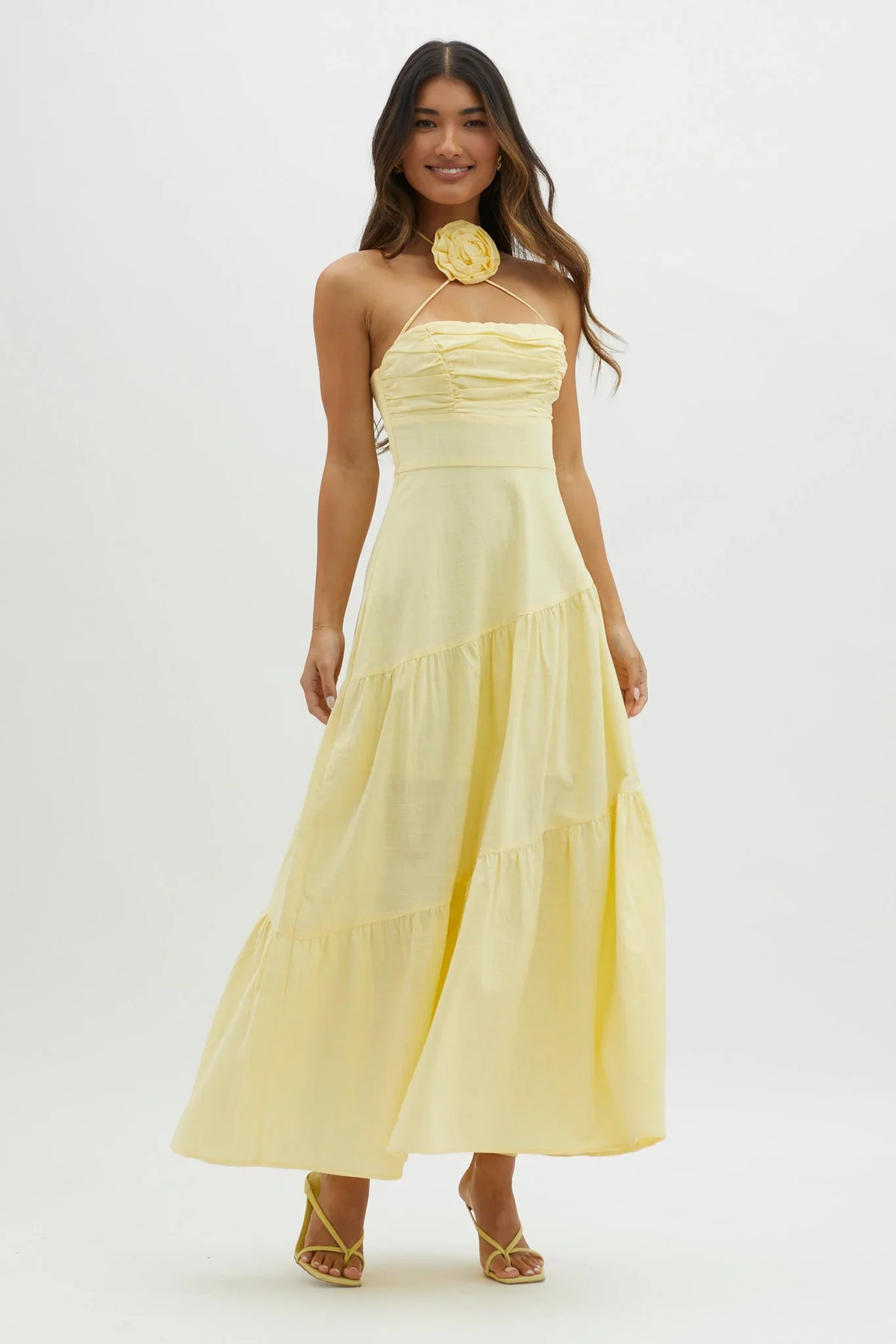 Bondi Rose Decoration Maxi Dress Lemon