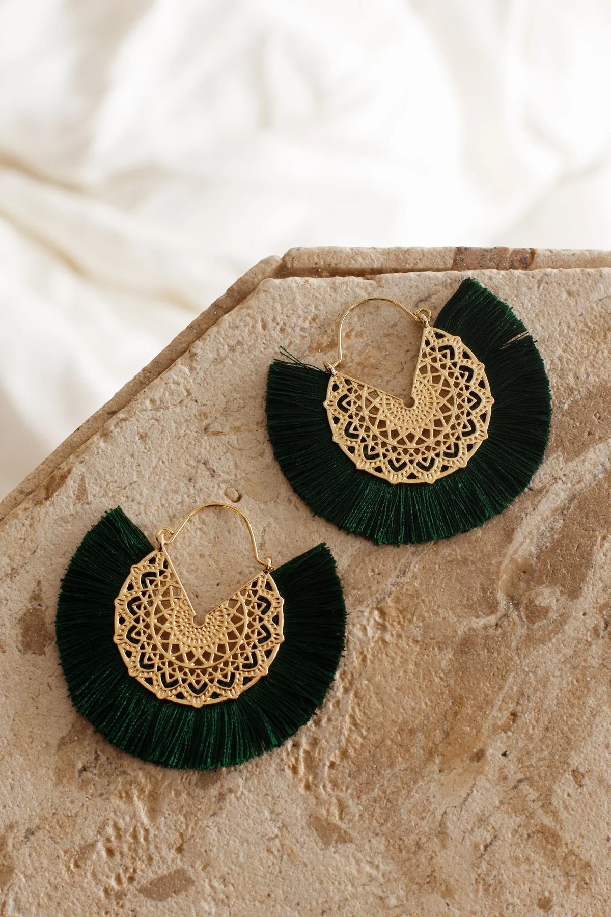 Bali Gold Filigree Fringing Earrings Forest