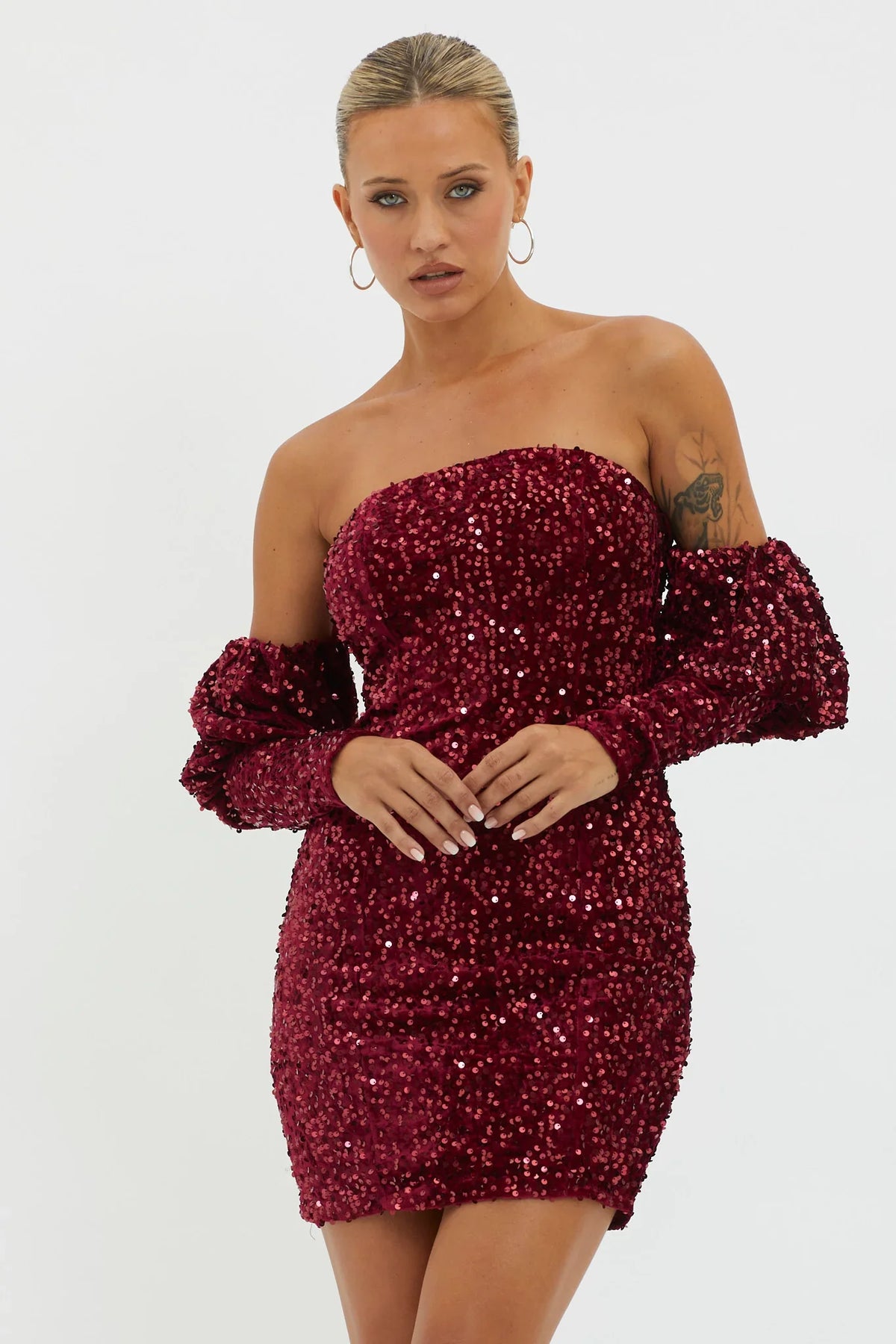Merry & Bright Sequin Mini Dress Wine