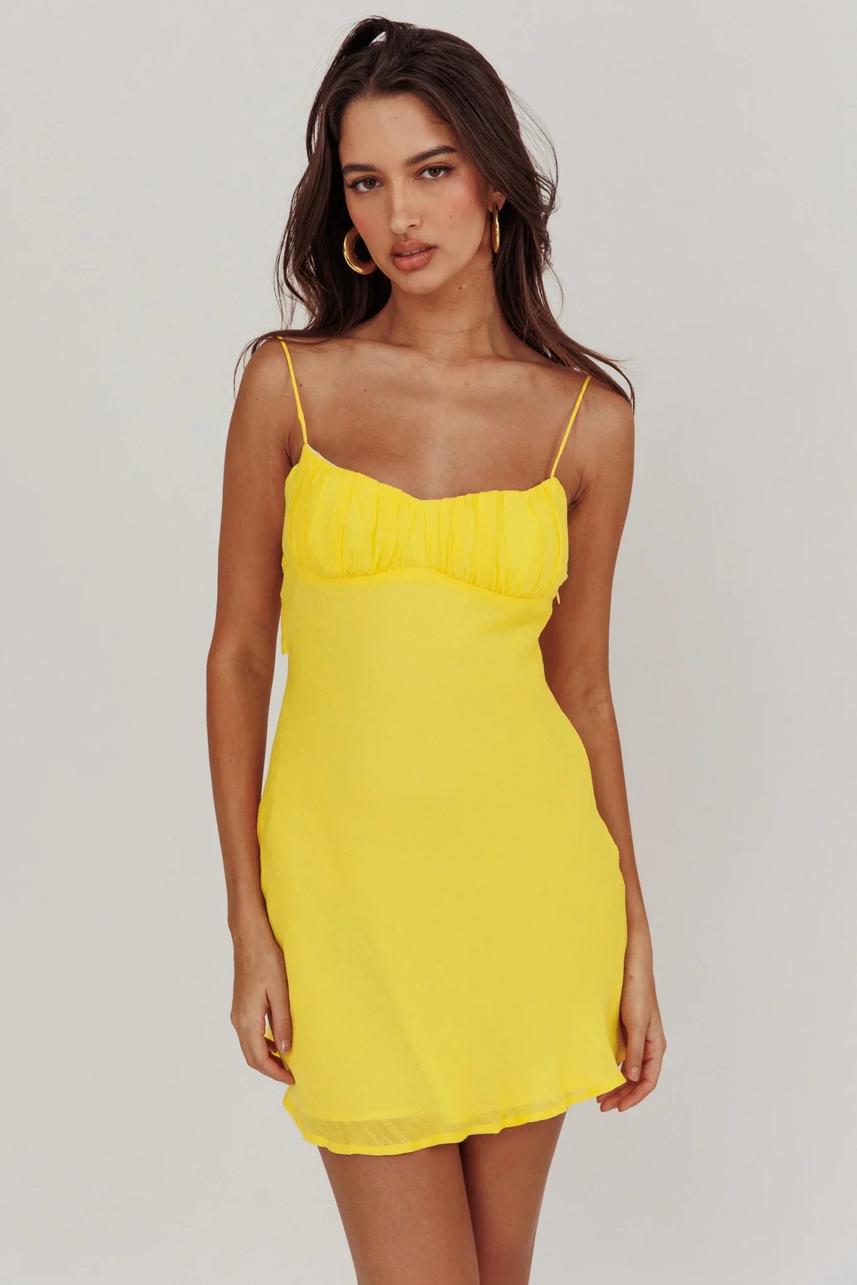 Nerida Twist Back Mini Dress Lemon
