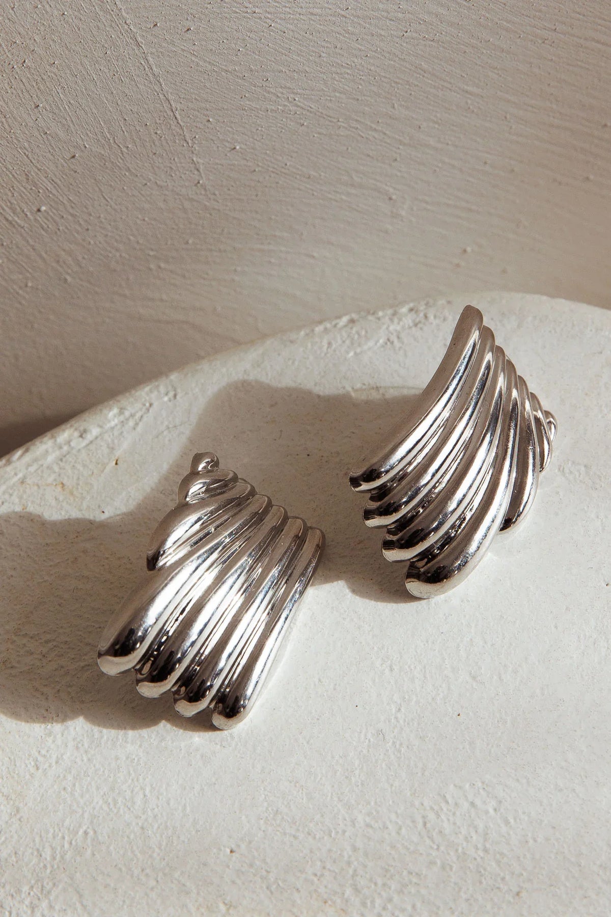 Wisdom Grooved Rectangle Earrings Silver