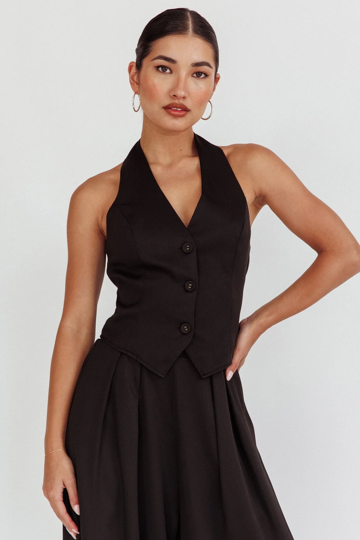 Tammi Halter Vest Top Black