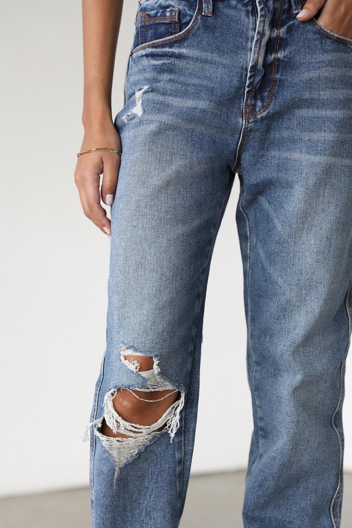 DOGMA High Rise Straight Leg Denim Jeans Dark Wash
