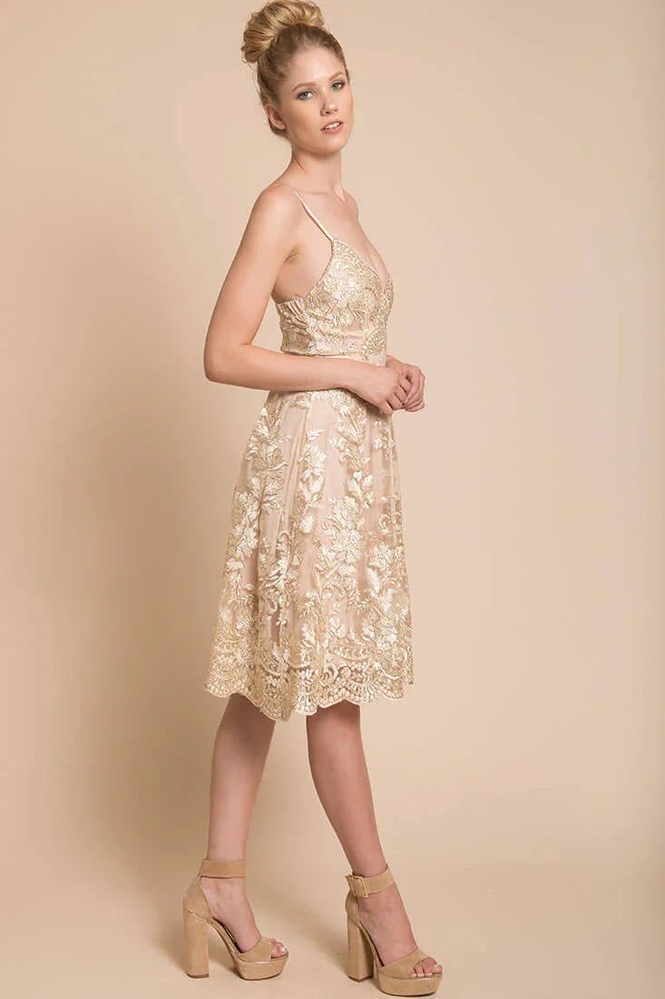 Delilah Lace Dress Beige