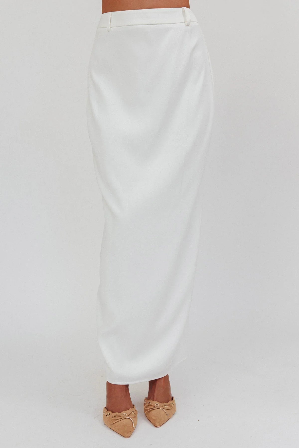 Tammi Faux Pocket Maxi Skirt Off White