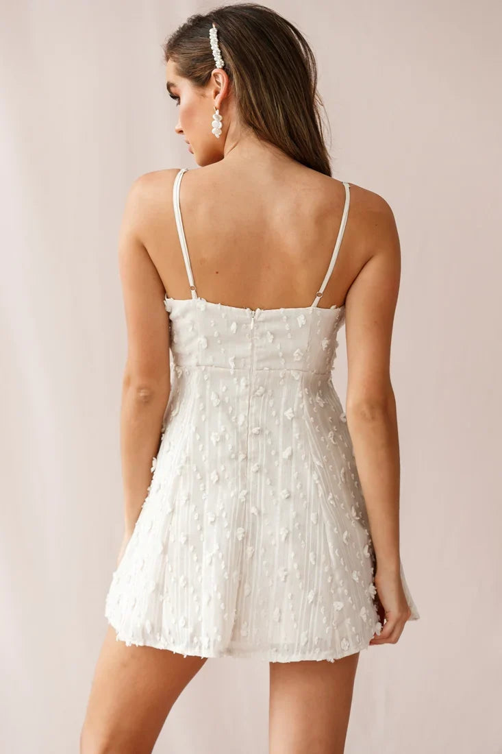 Lullaby Surplice Neckline Embellished Dress Beige