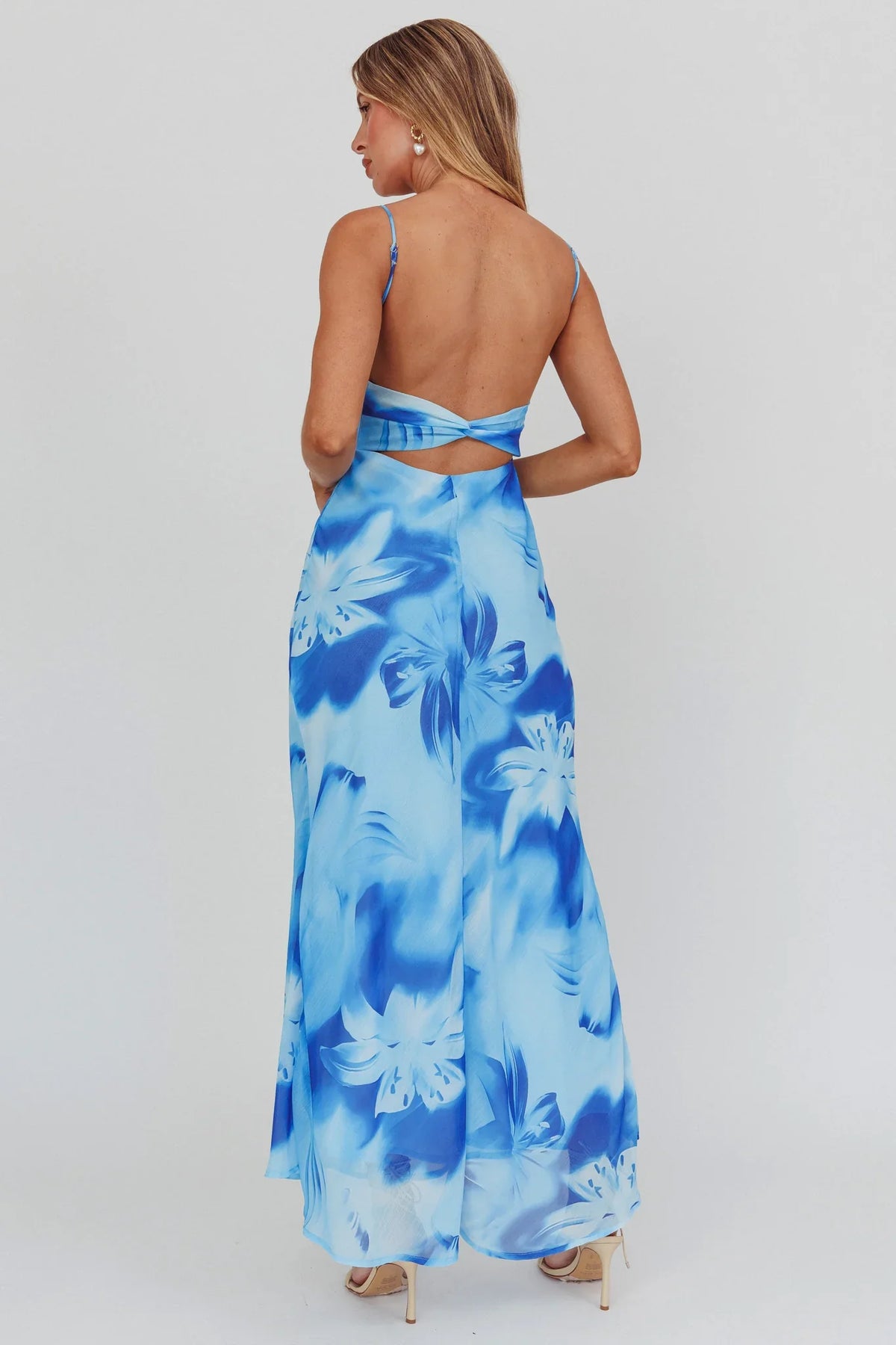 Nerida Low Back Twist Maxi Dress Lily Blue
