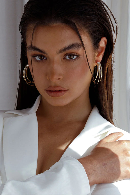 Zilla Triple Hoop Earrings Gold