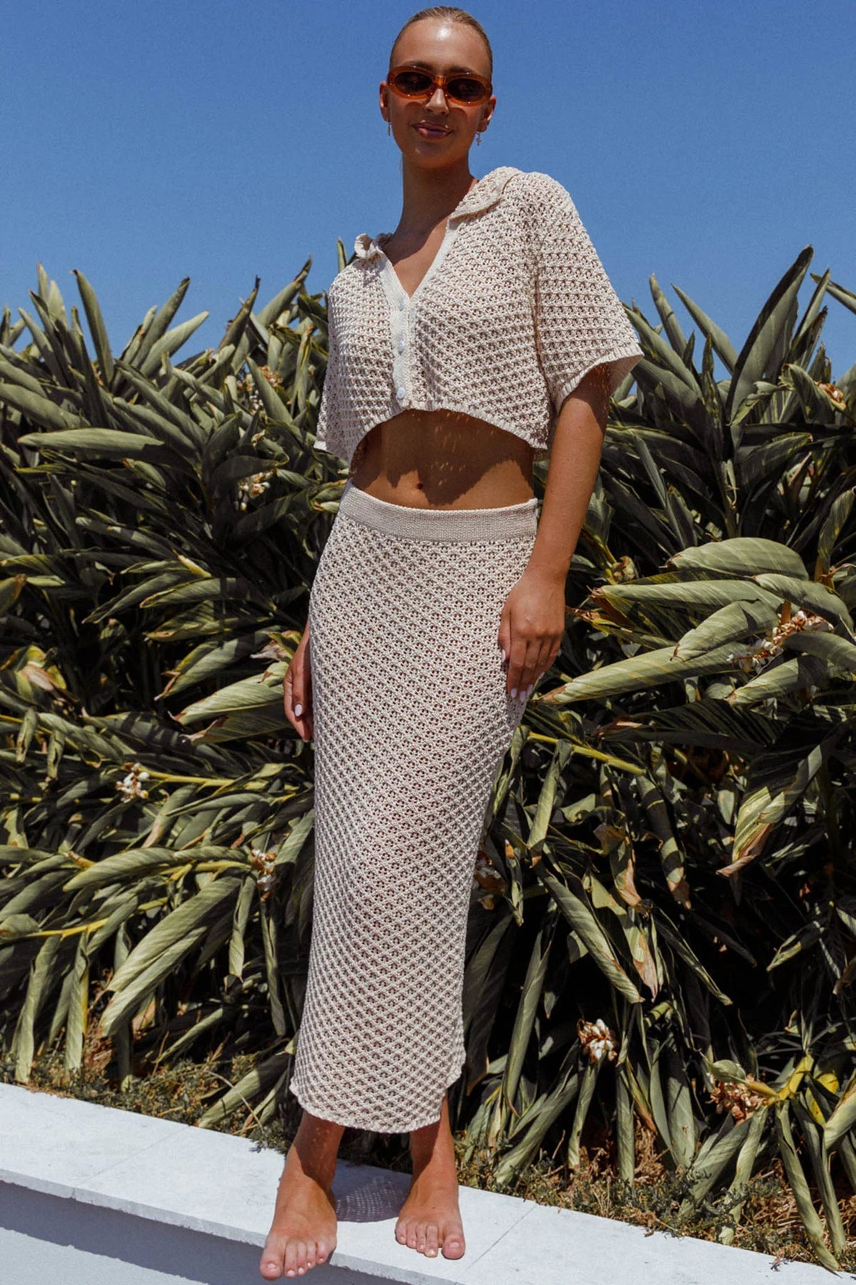 Summer Sunset Crochet Maxi Skirt Oat