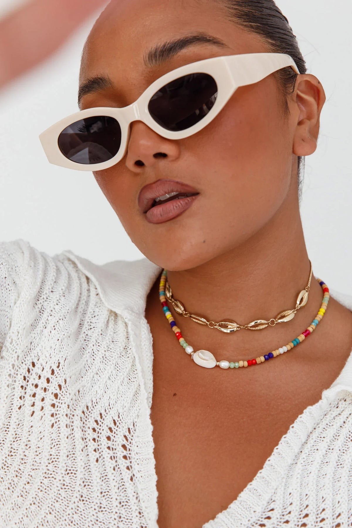 Regina Cat-eye Acetate Sunglasses Cream