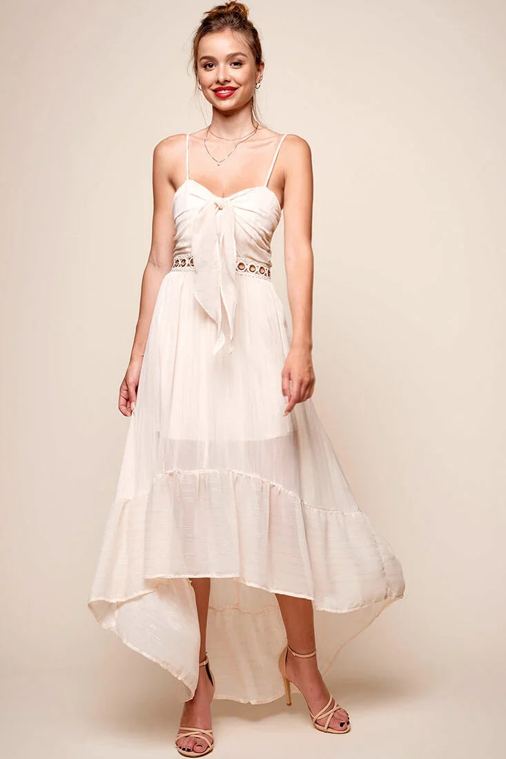 Riviera High-Low Hem Dress Beige