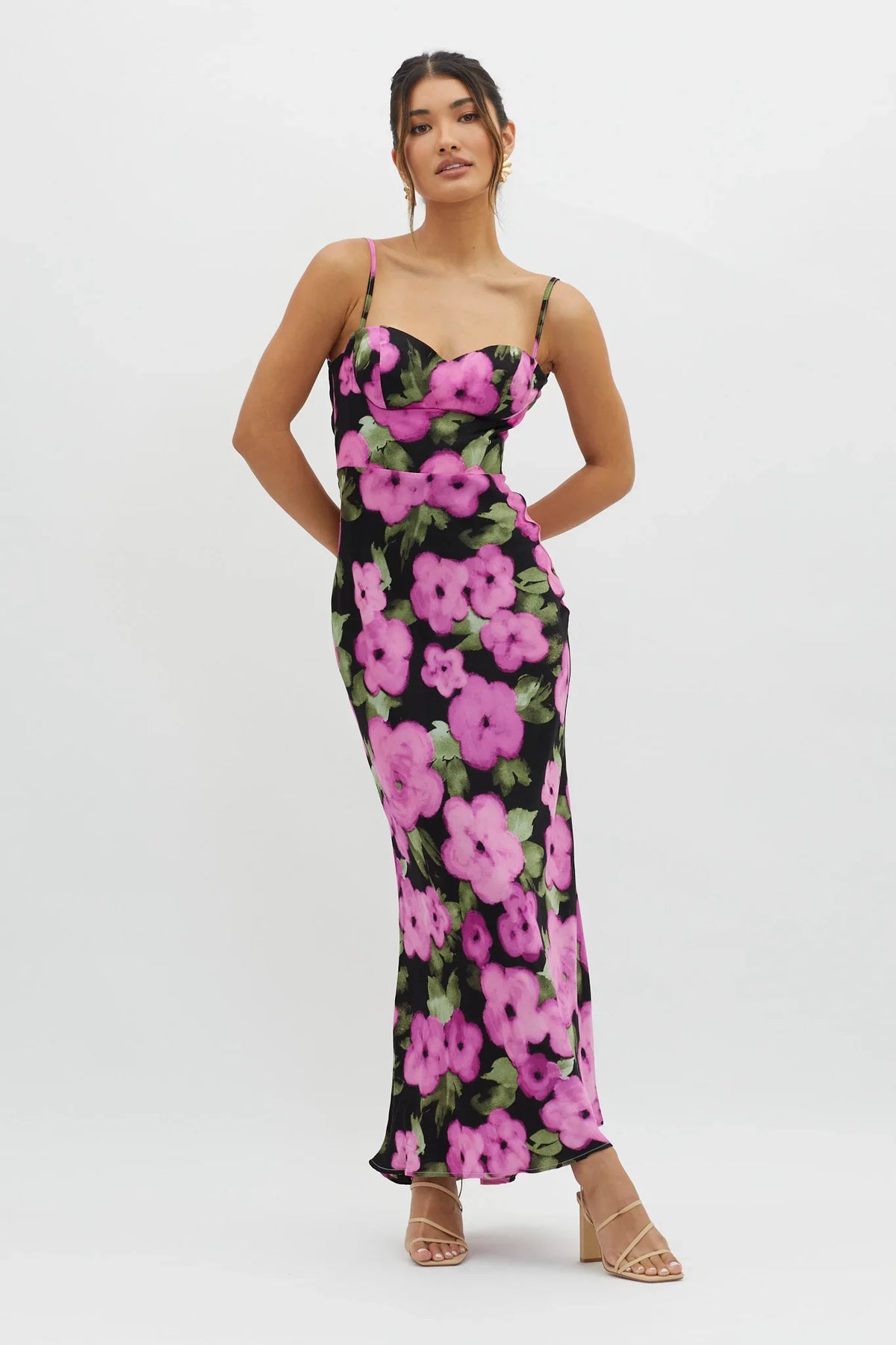 Kasha Low Back Maxi Dress Floral Pink