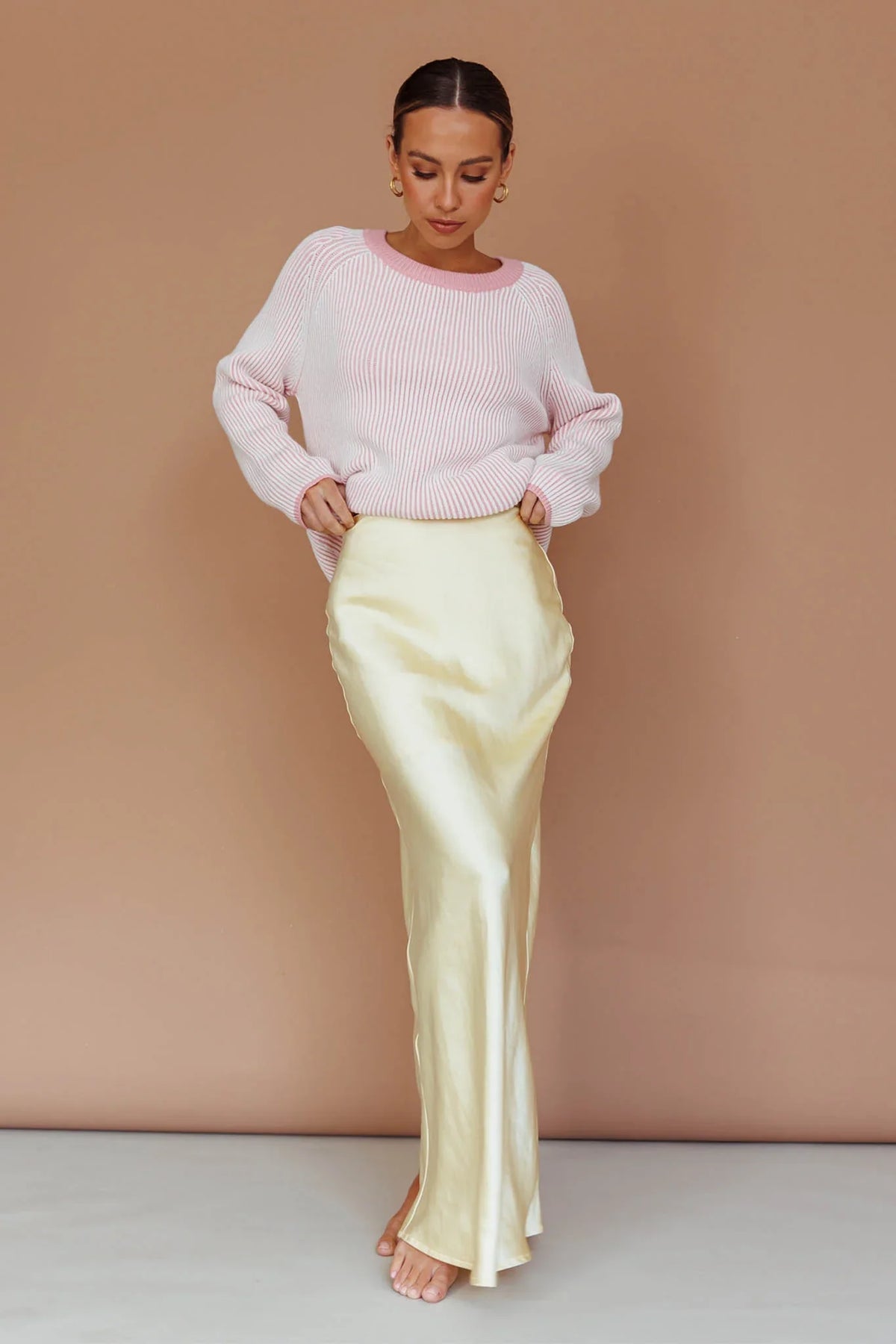Trafalgur Ribbed Knit Sweater Pink
