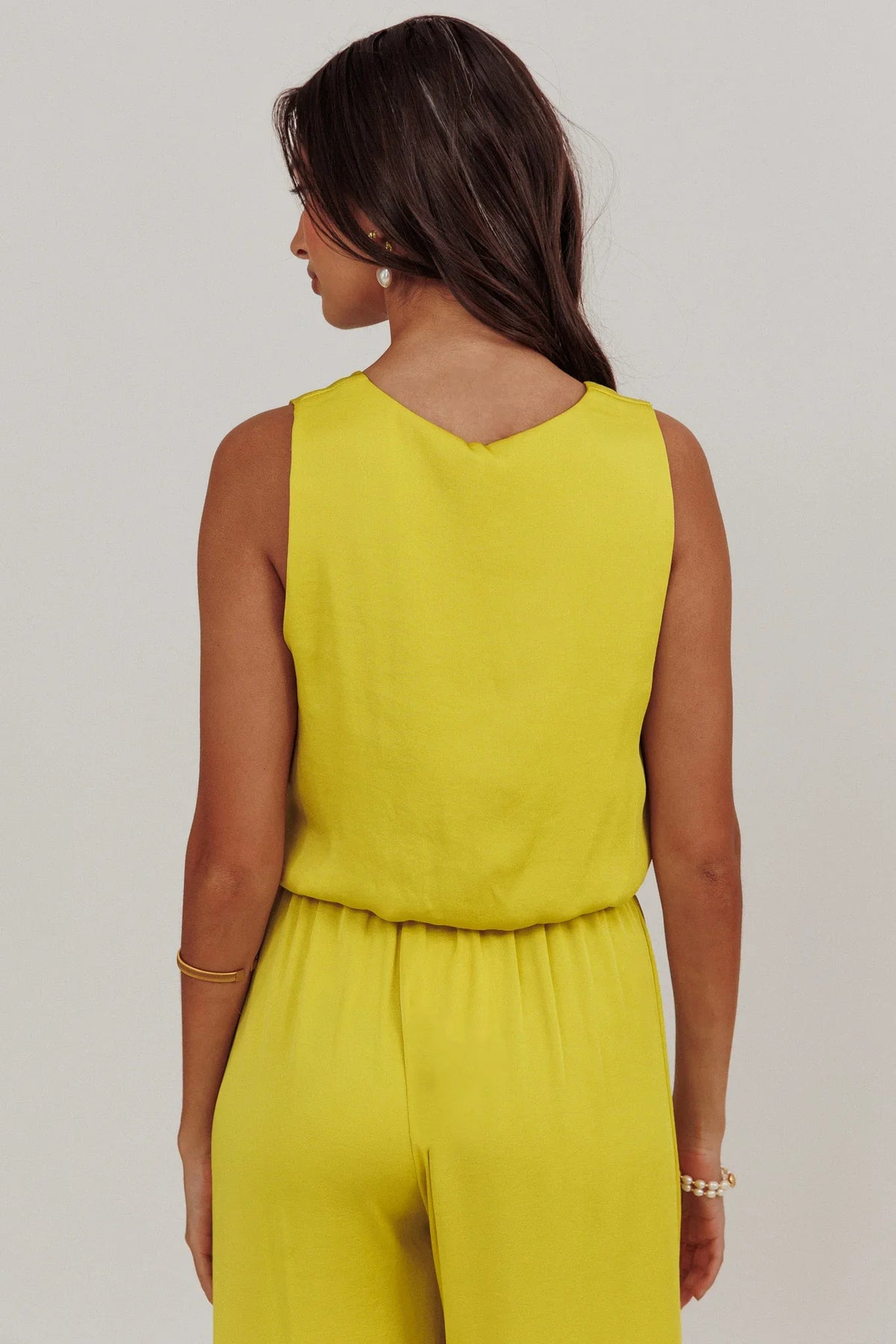 Mariposa Sleeveless Bubble Hem Top Chartreuse