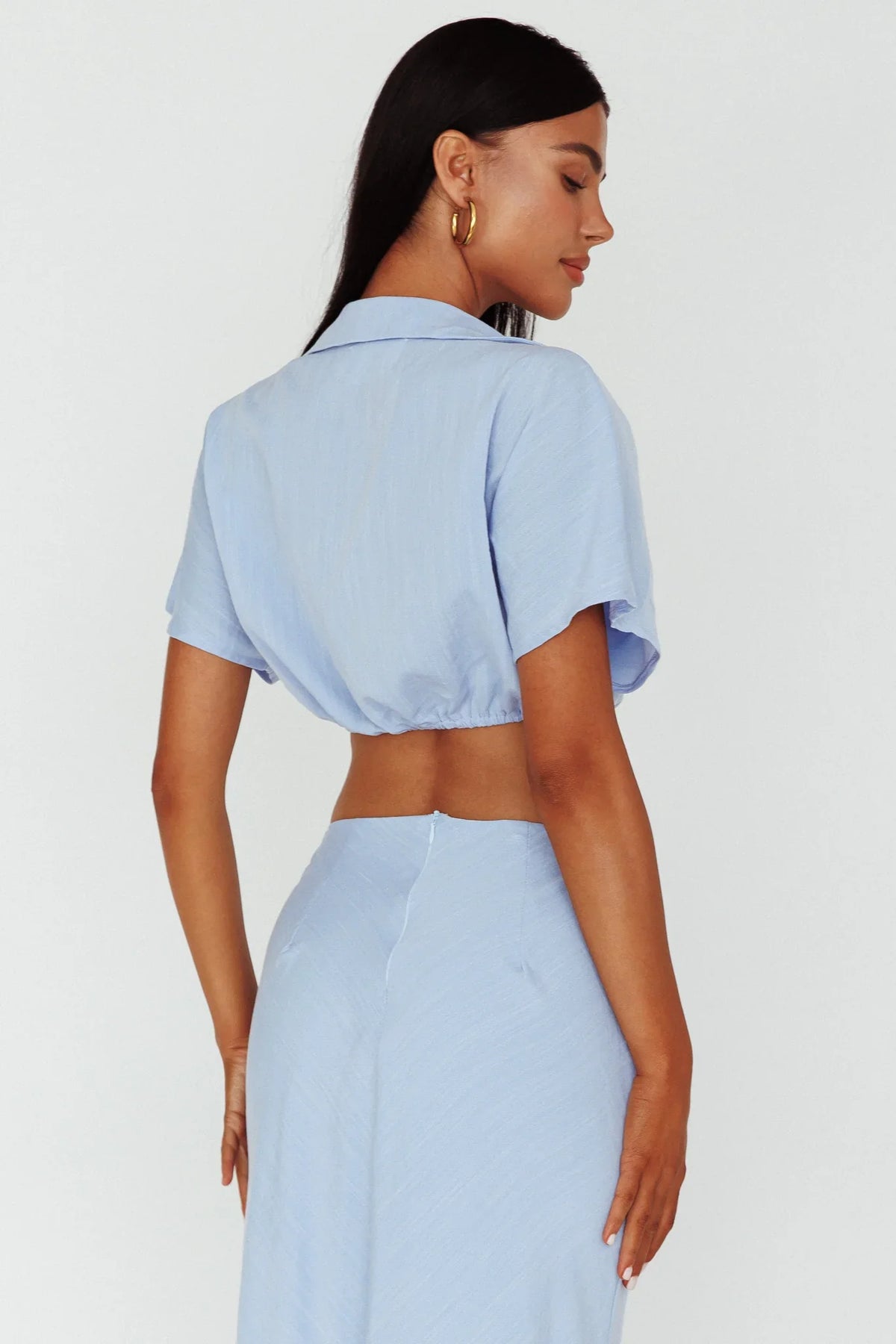 Coast To Coast Tied Crop Top Blue