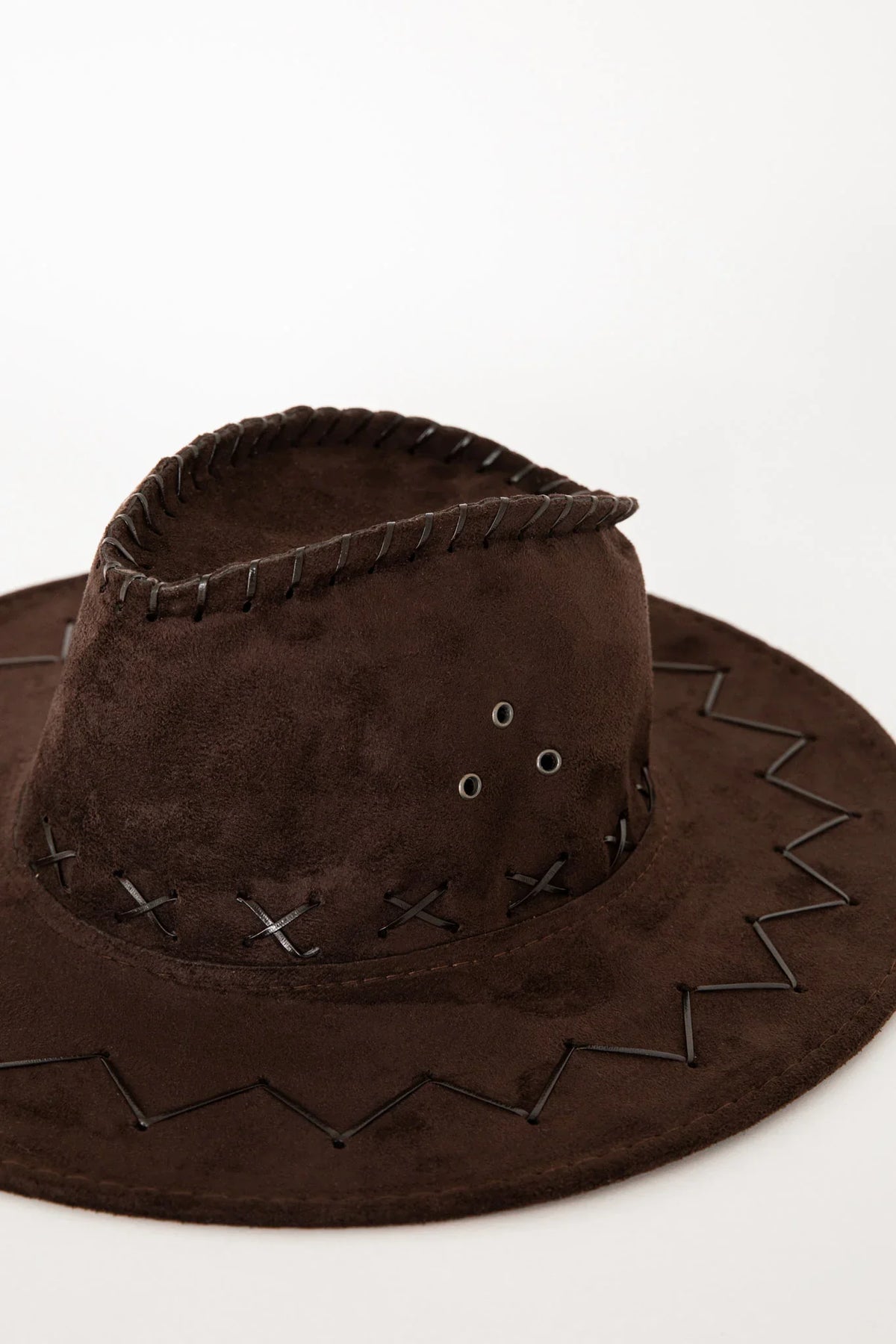 Indi Blanket Stitch Cowboy Hat Brown