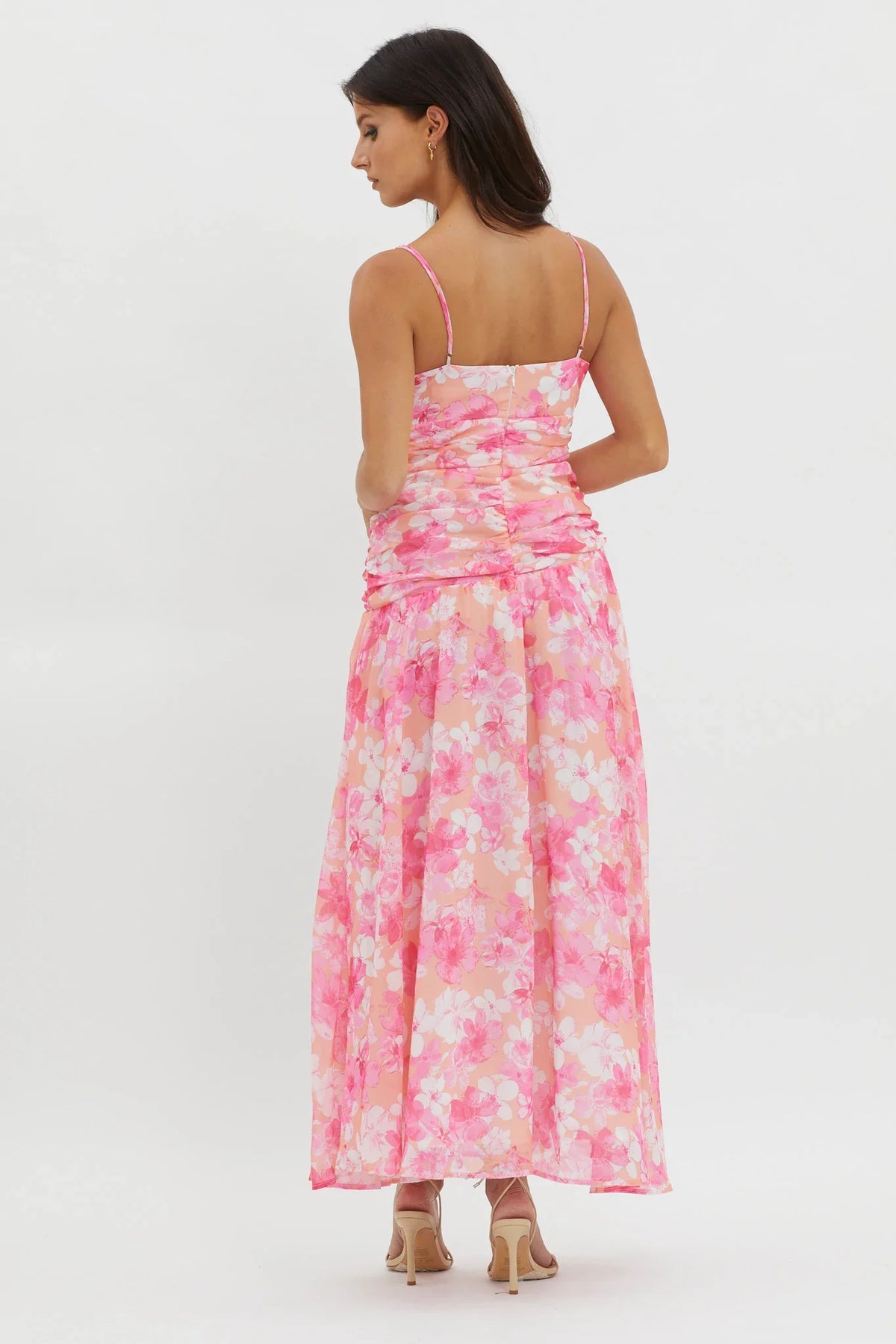 So Blessed Ruched Waist Maxi Dress Pink