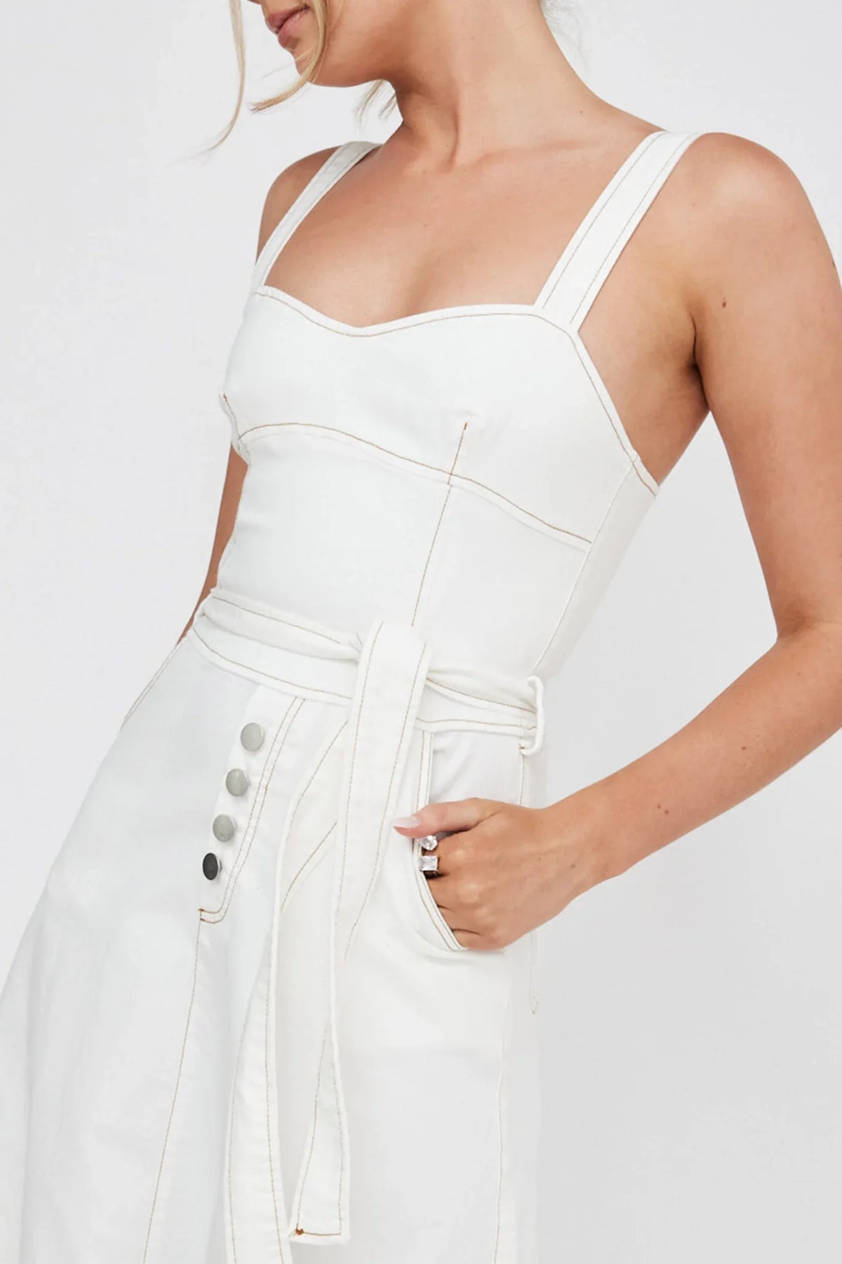 Zenyl Raw Hem Midi Dress Butter