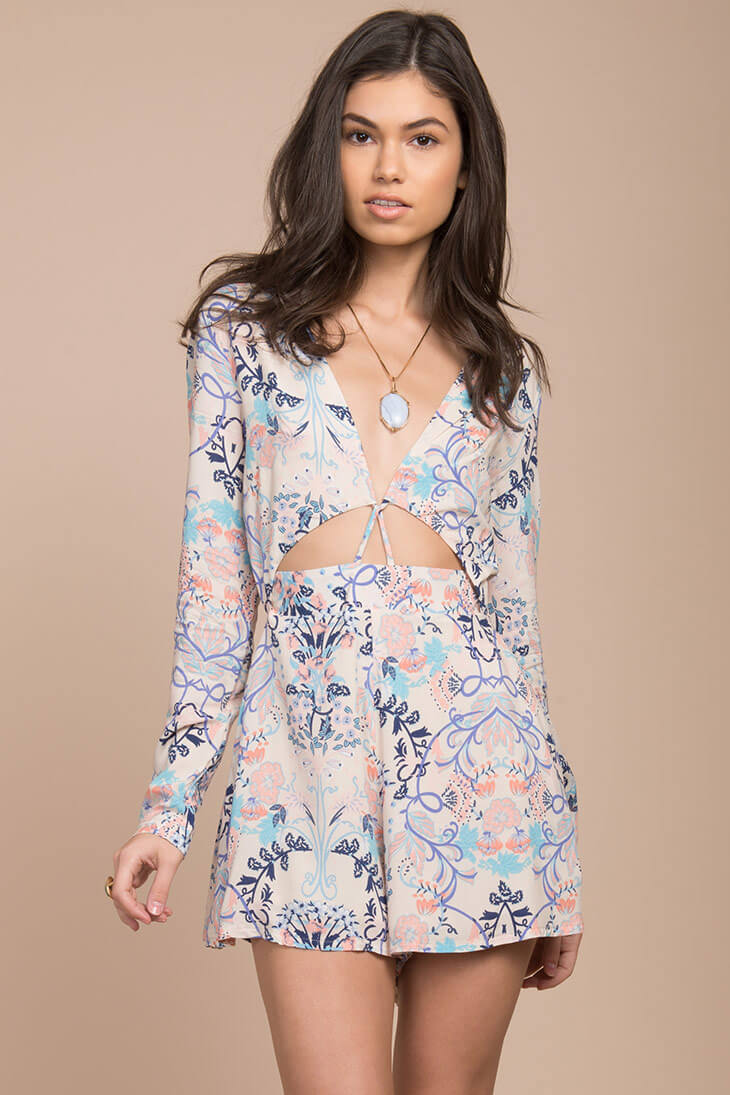 Penelope Bohemian Romper Blue Print