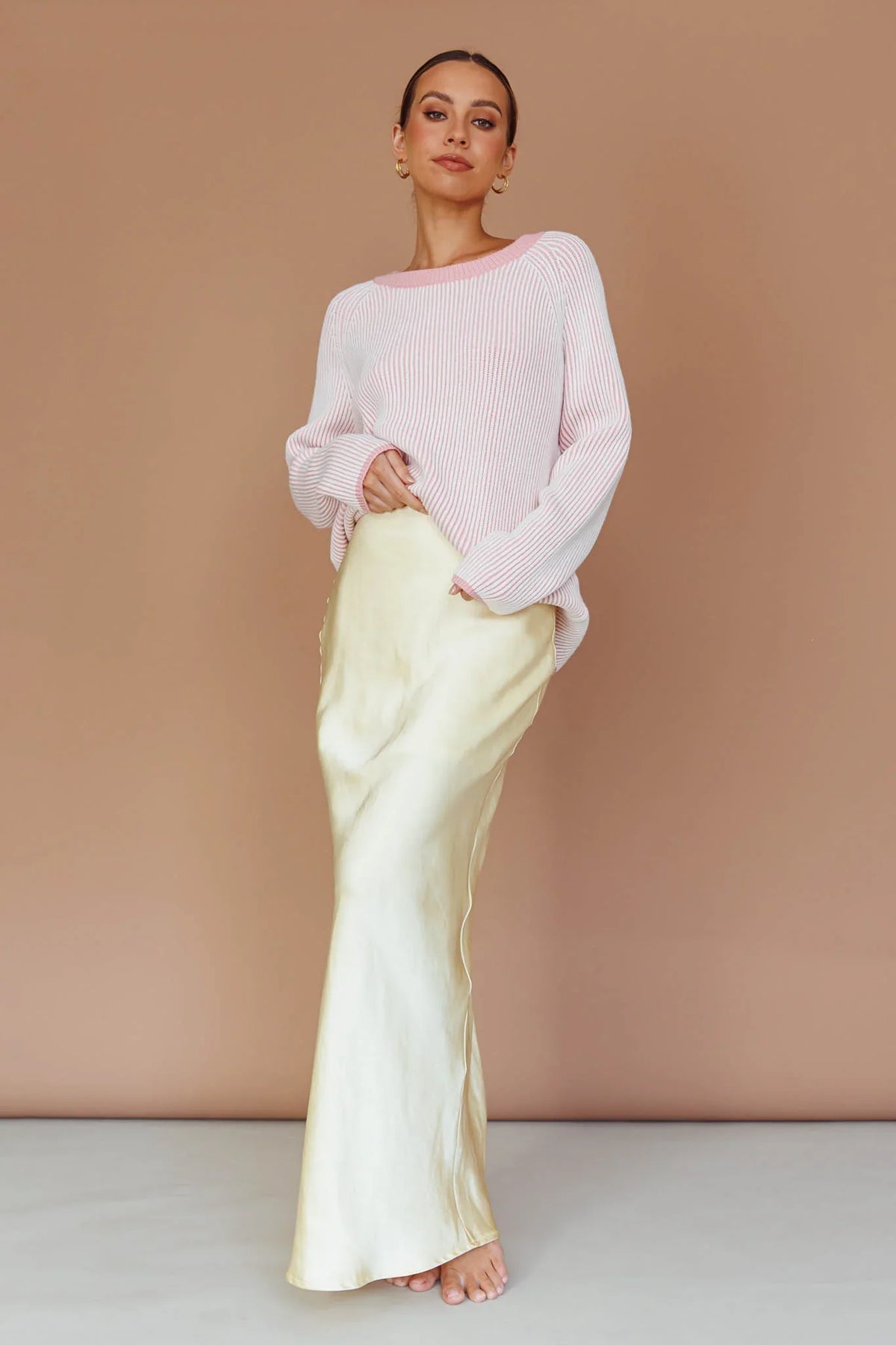 Trafalgur Ribbed Knit Sweater Pink