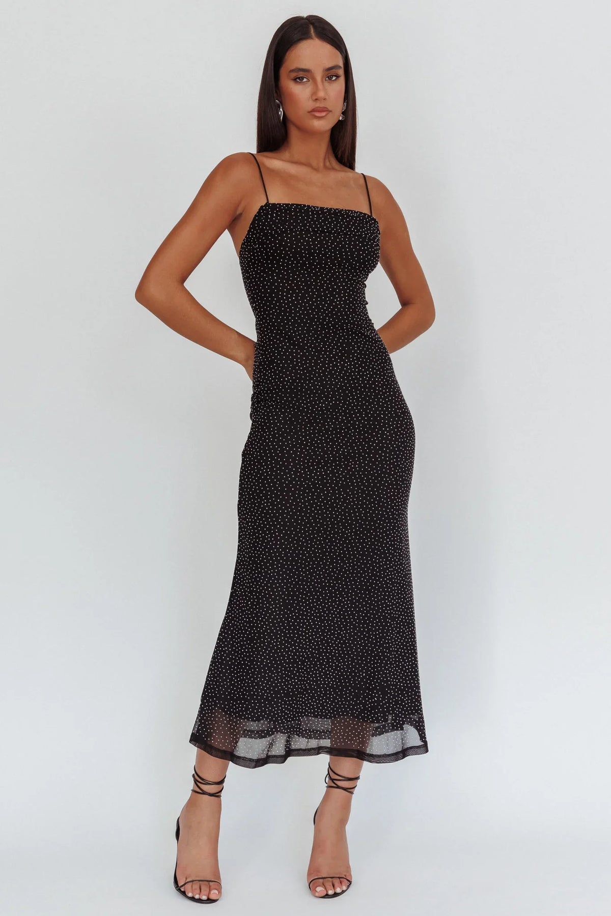 Days Ahead Rhinestone Overlay Maxi Dress Black