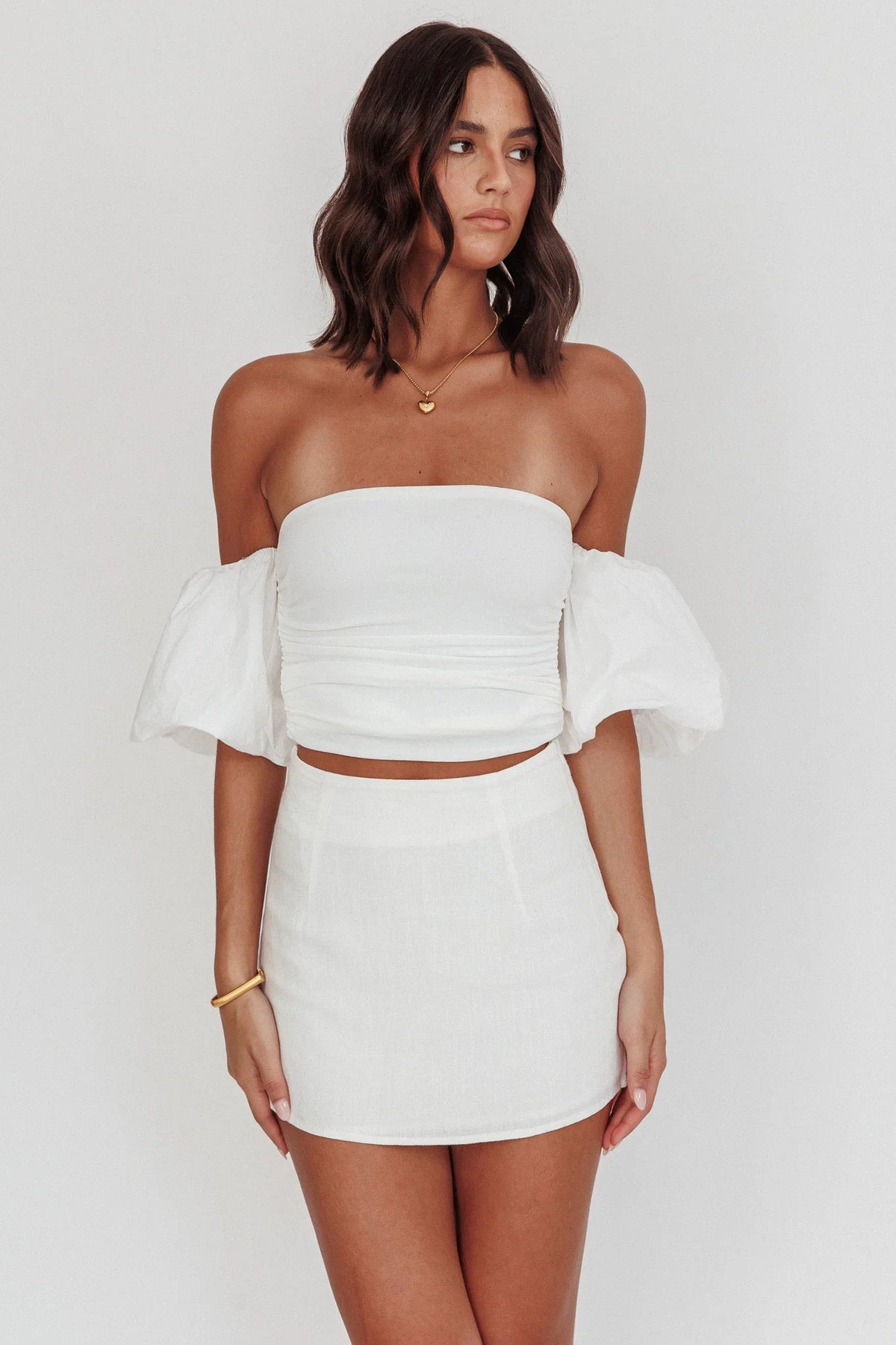 Daily Love Fitted Mini Skirt White