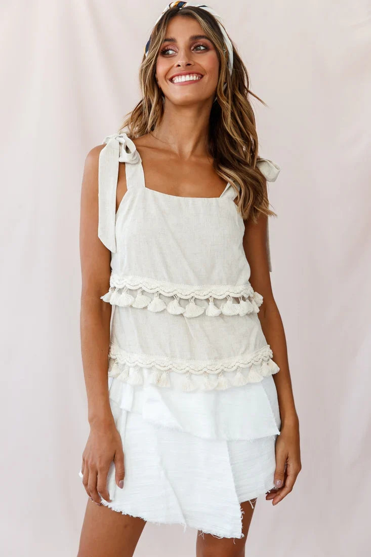 Zambia Raw Edge Wrap Skirt White