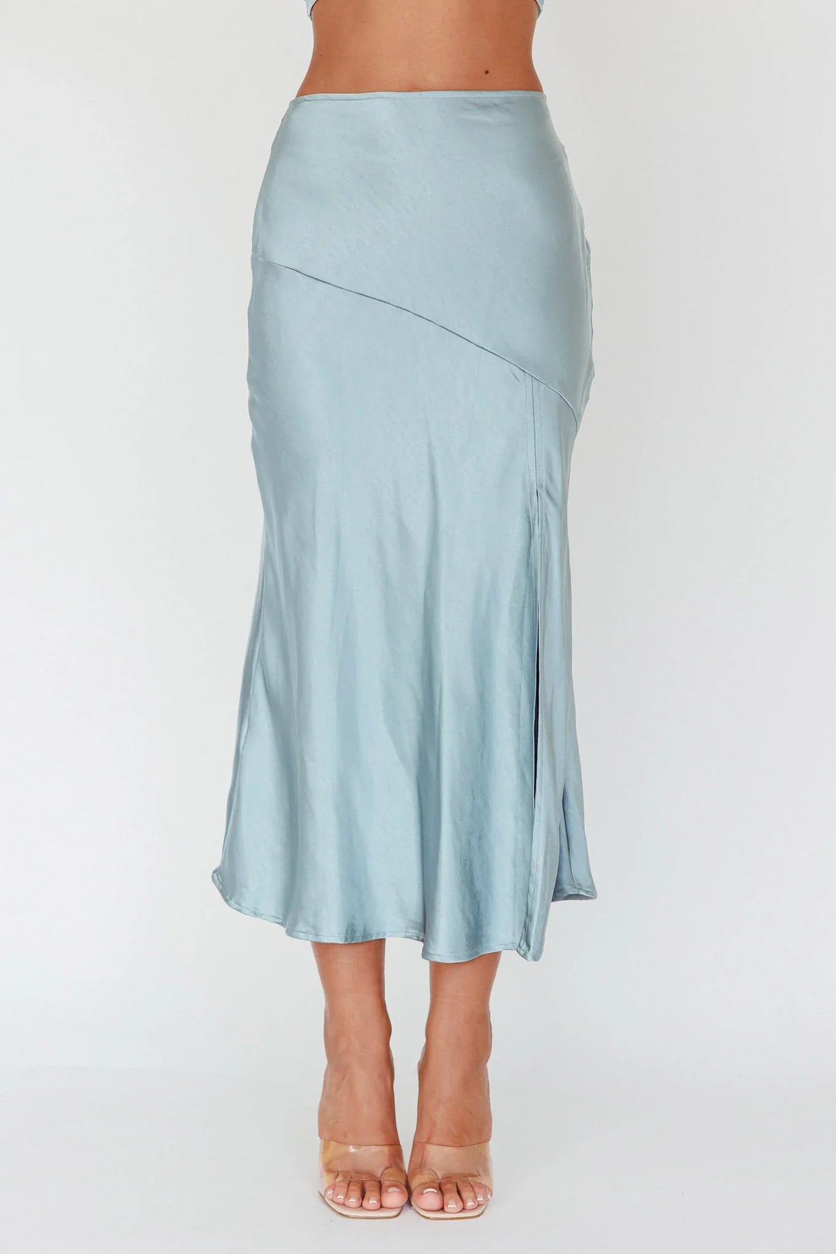 Well Versed Split Midi Skirt Sage