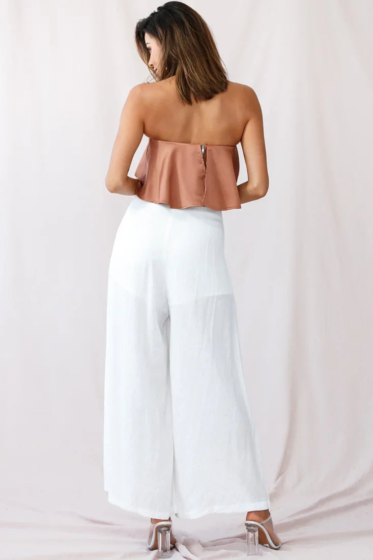 Saigon Wide Leg Eyelet Pants White